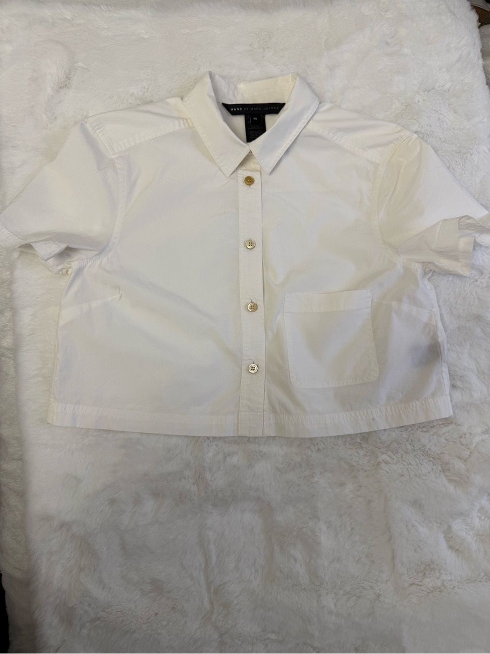 Marc by Marc Jacobs Cropped Button Front Shirt White XS